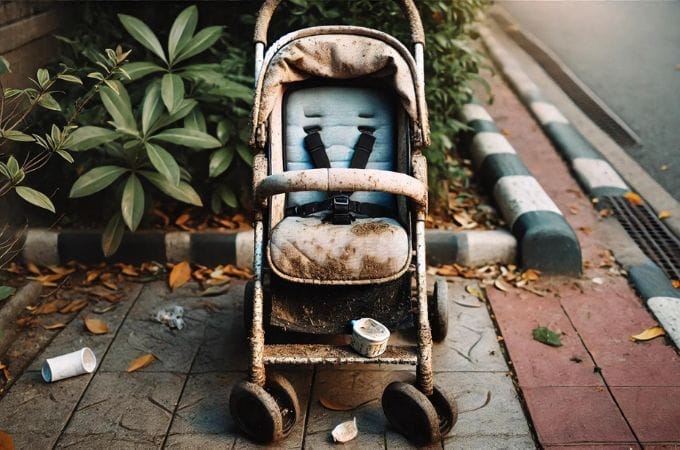 Stroller kotor dan perlu dibersihkan