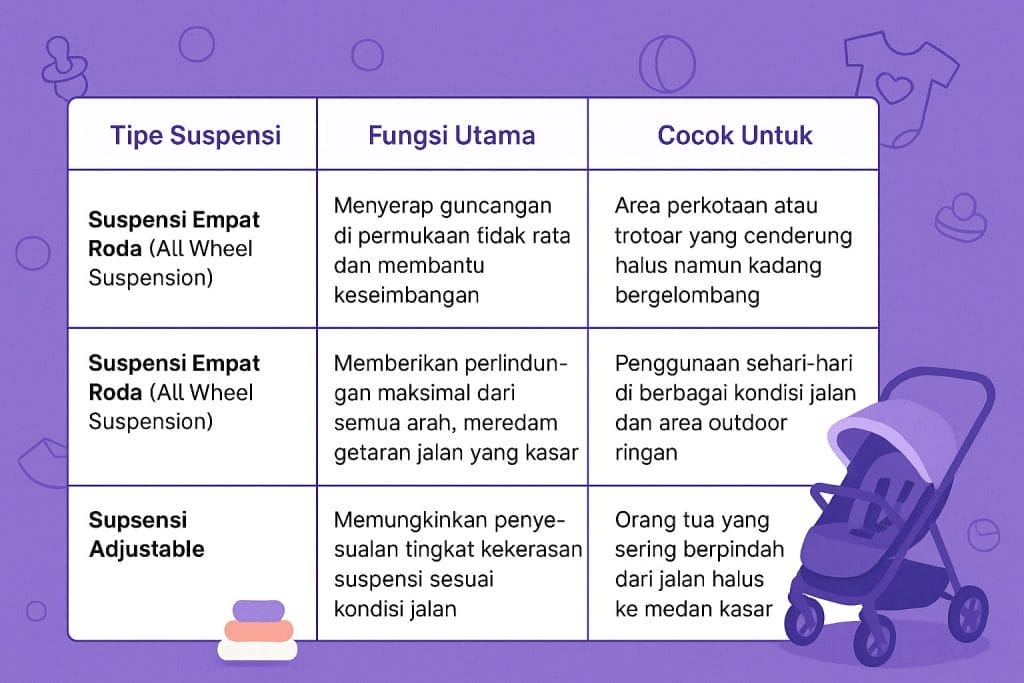 Tipe Suspensi pada Stroller dan Perbedaannya