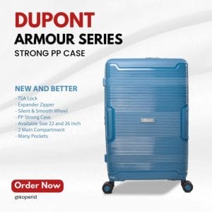 4. dupont koper hardcase pp armour seires anti theft zipper dan expander dan tsa size 22 inch 7047