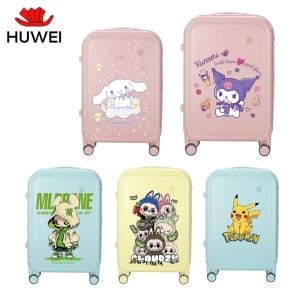 Dpurple cb 63 4 【huwei】a002 koper polo 24inci 22inci casing perjalanan yang disesuaikan dengan pola kartun koper kabin20inci koper dengan tempat cangkir murah casing perjalanan anti benturan, tahan abrasi, dan anti pencurian