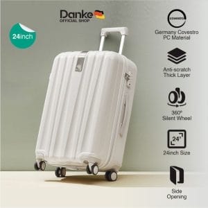6. danke signature 24inch h80002 24 koper 24in tsa lock anti maling anti gores baret pecah tahan banting peyok ringan roda kuat putar 360 derajat bagasi pesawat tas traveling makeup