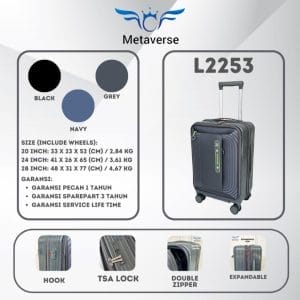 7. koper l2253 size 20 24 28 inch kabin dan bagasi double zipper anti maling tsa lock